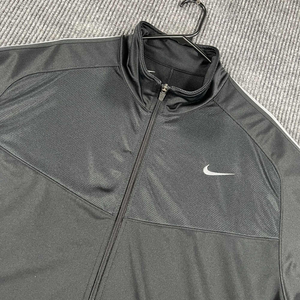 Nike Jacket Mens 2XL XXL Black Long Sleeve Full Zip Mock Neck Pockets Active